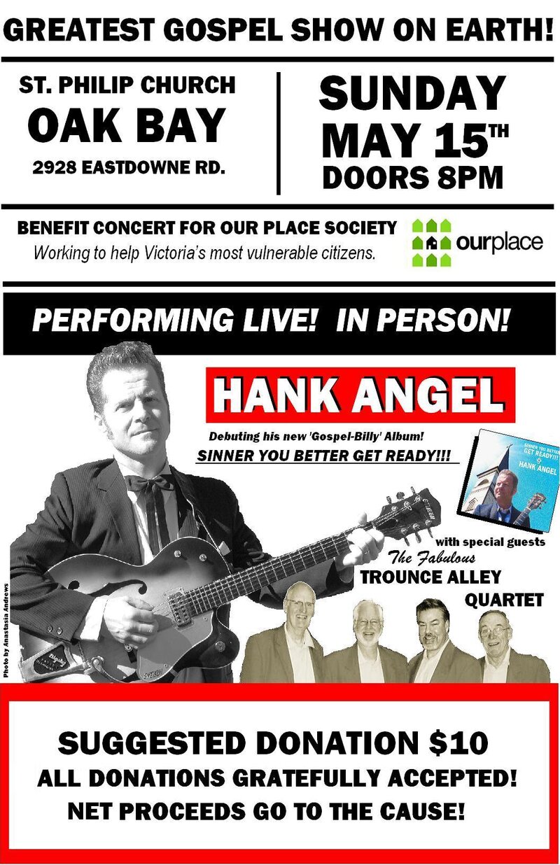 OUR PLACE BENEFIT / GOSPEL CONCERT: HANK ANGEL and his ISLAND DEVILS, The TROUNCE ALLEY QUARTET @ St. Philip Church May 15 2016 - May 7th @ St. Philip Church