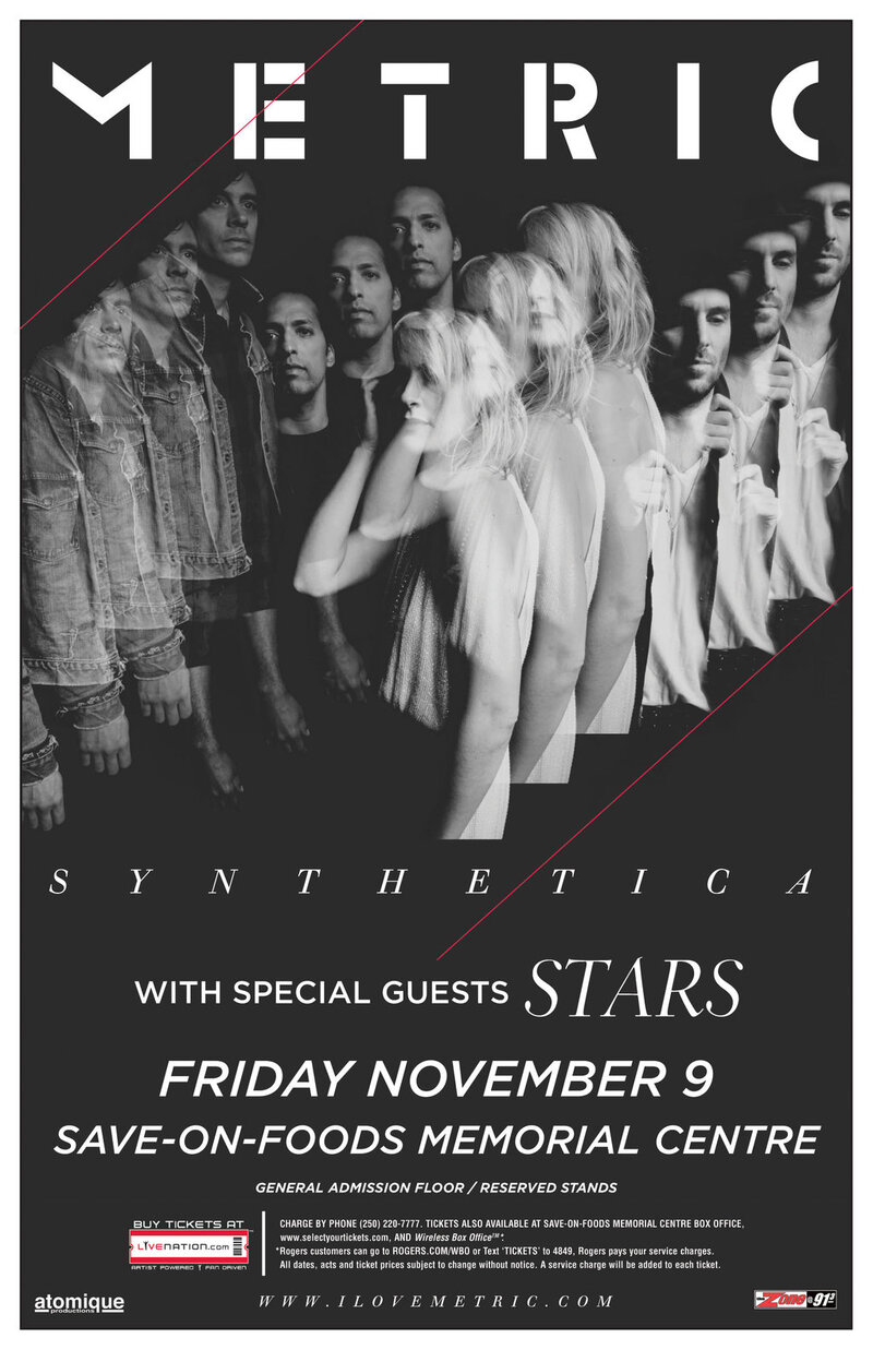 Metric, Stars @ Save-On-Foods Memorial Centre Nov 9 2012 - May 9th @ Save-On-Foods Memorial Centre