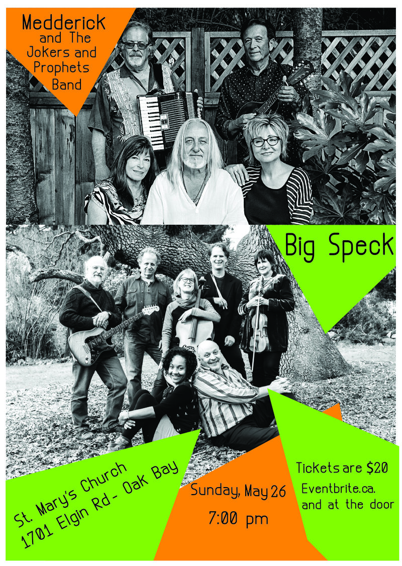 Two Folk-Rock Ensembles: Medderick and The Jokers and Prophets, Big Speck @ St. Mary's Anglican Church May 26 2019 - May 6th @ St. Mary's Anglican Church