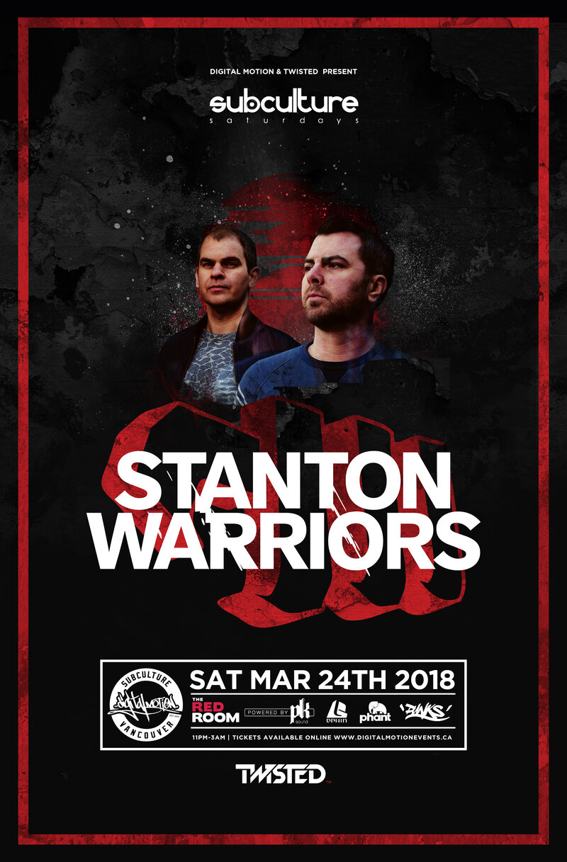 Stanton Warriors feat Dom and Mark at SUBculture Saturdays @ The Red Room Mar 24 2018 - Apr 30th @ The Red Room