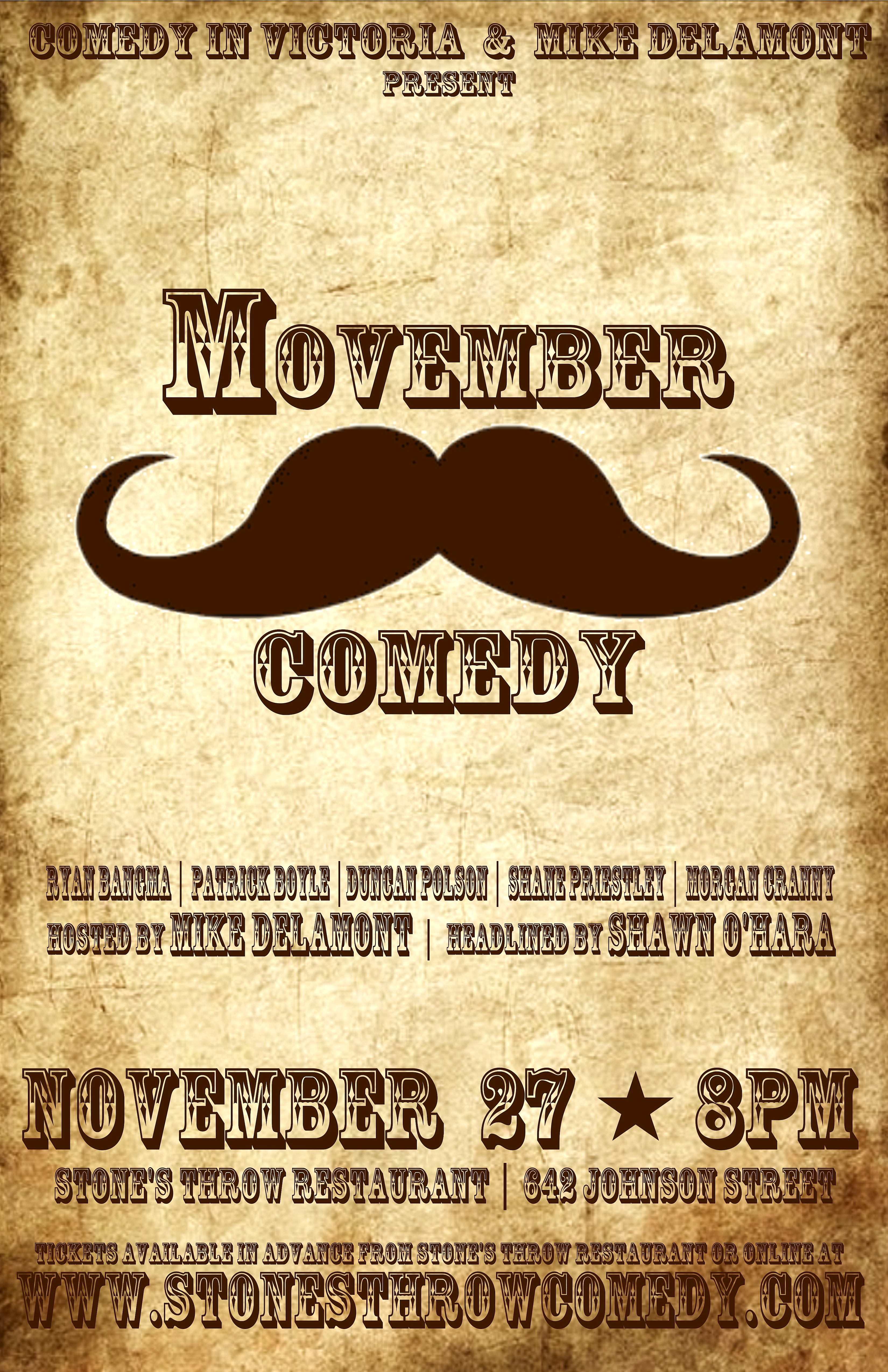 Shawn O'Hara, Mike Delamont, Ryan Bangma,, Patrick Boyle, Duncan Polson, Shane Priestley, Morgan Cranny @ Stone's Throw Restaurant Nov 27 2014 - May 1st @ Stone's Throw Restaurant