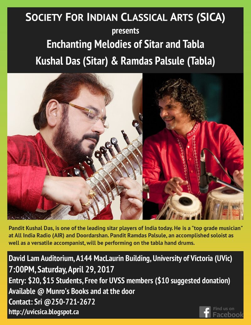 Enchanting Melodies of Sitar and Tabla: Kushal Das, Ramdas Palsule @ David Lam Auditorium Apr 29 2017 - May 10th @ David Lam Auditorium