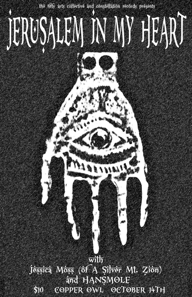 Jerusalem in my Heart, Jessica Moss, HANSMOLE @ Copper Owl Oct 14 2015 - Jun 3rd @ Copper Owl