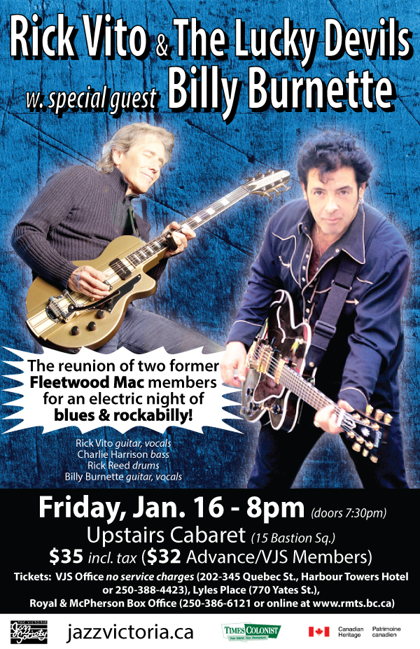 Rick Vito & The Lucky Devils with special guest Billy Burnette: Rick Vito, Billy Burnette, Rick Reed, Charlie Harrison @ Upstairs Jan 16 2015 - Jun 4th @ Upstairs