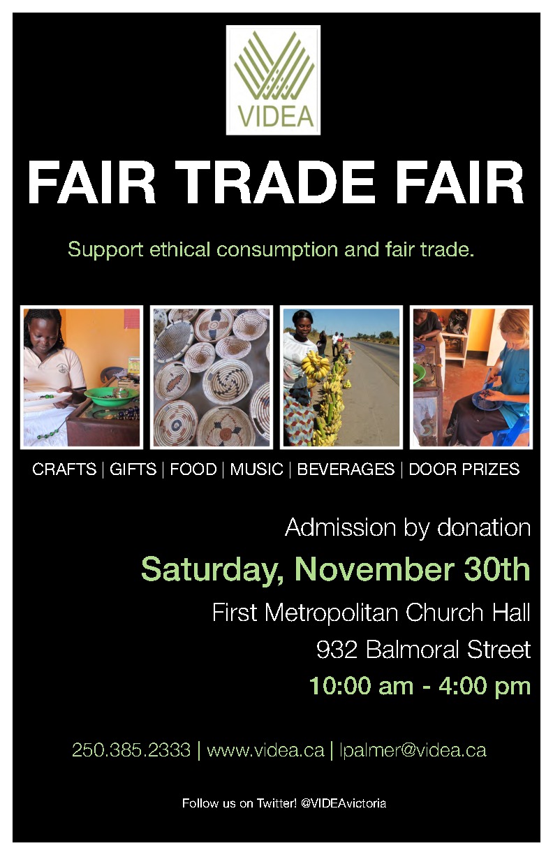 VIDEA Fair Trade Fair @ United Commons (First Metropolitan United Church) Nov 30 2013 - Jun 4th @ United Commons (First Metropolitan United Church)