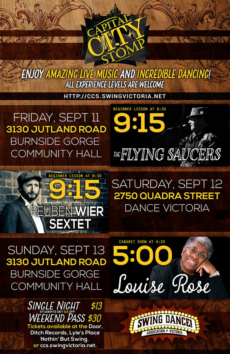 Capital City Stomp: Reuben Wier Sextet @ Dance Victoria Studios Sep 12 2015 - May 10th @ Dance Victoria Studios