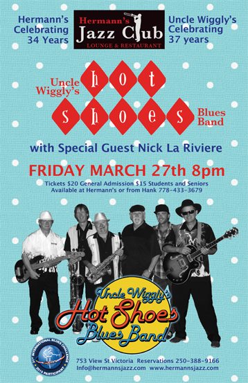 Uncle Wigglys Hot Shoes Blues Band @ Hermann's Jazz Club Mar 27 2015 - May 13th @ Hermann's Jazz Club