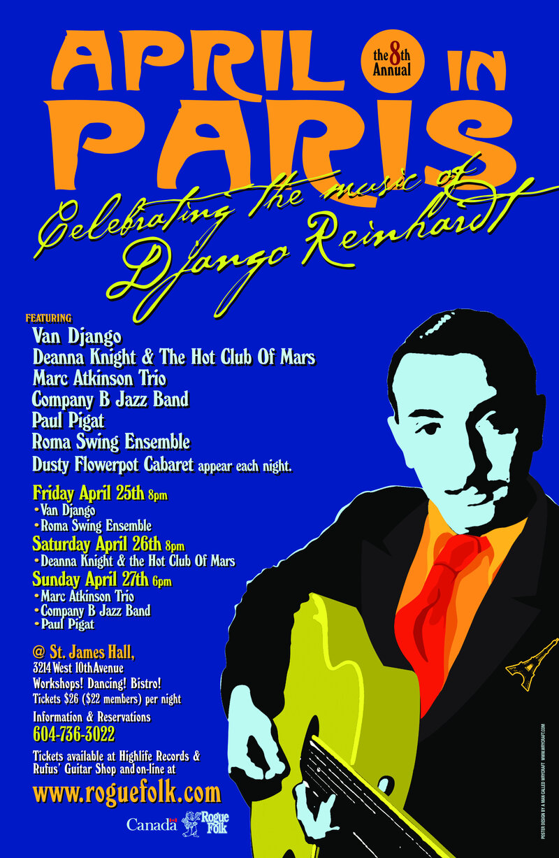 Deanna Knight & the Hot Club of Mars, Dusty Flowerpot Cabaret, Miss Lydia DeCarllo , Travis Bernhardt @ St. James Community Hall Apr 26 2014 - Apr 30th @ St. James Community Hall