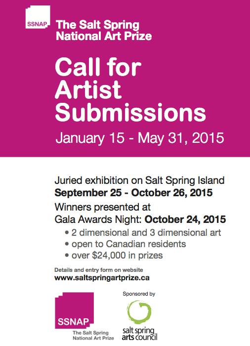 Call for Canadian Artist Submissions - The Salt Spring National Art Prize @ Salt Spring Island - Jan 15, 2015