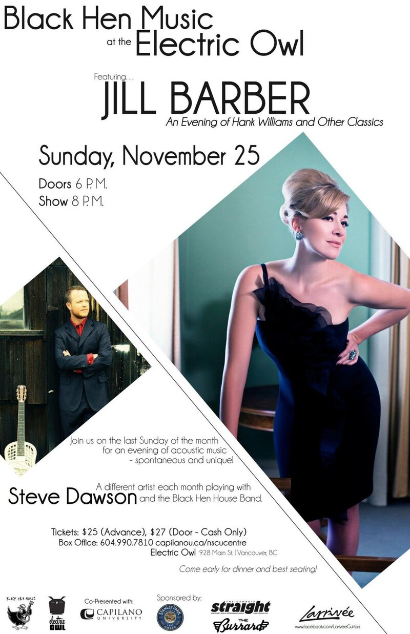Jill Barber, Steve Dawson @ Electric Owl Nov 25 2012 - May 8th @ Electric Owl