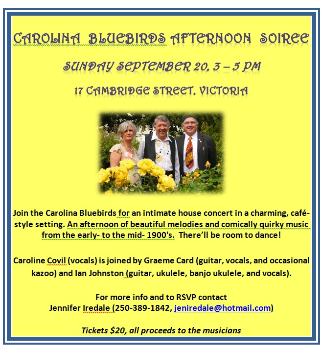 Carolina Bluebirds Afternoon Soiree: Carolina Bluebirds @ 17 Cambridge Street - Sep 20, 2015