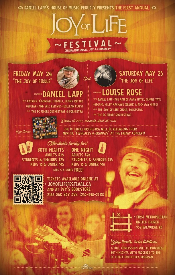 Joy Of Life Festival, Daniel Lapp, Louise Rose, And More! @ United Commons (First Metropolitan United Church) May 24 2013 - Jun 5th @ United Commons (First Metropolitan United Church)