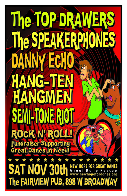 ROCK'N'ROLL GOES TO THE DOGS - AGAIN!: Danny Echo, Top Drawers, The Speakerphones, The Hang-Ten Hangmen, Semi-Tone Riot  @ Fairview Pub Nov 30 2013 - May 16th @ Fairview Pub