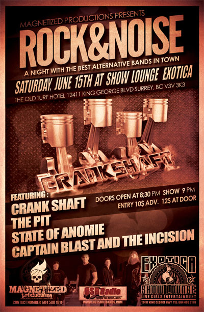 Crankshaft, The Pit, State Of Anomie, Captain Blast and the Incision @ Turf Hotel Jun 15 2013 - May 6th @ Turf Hotel