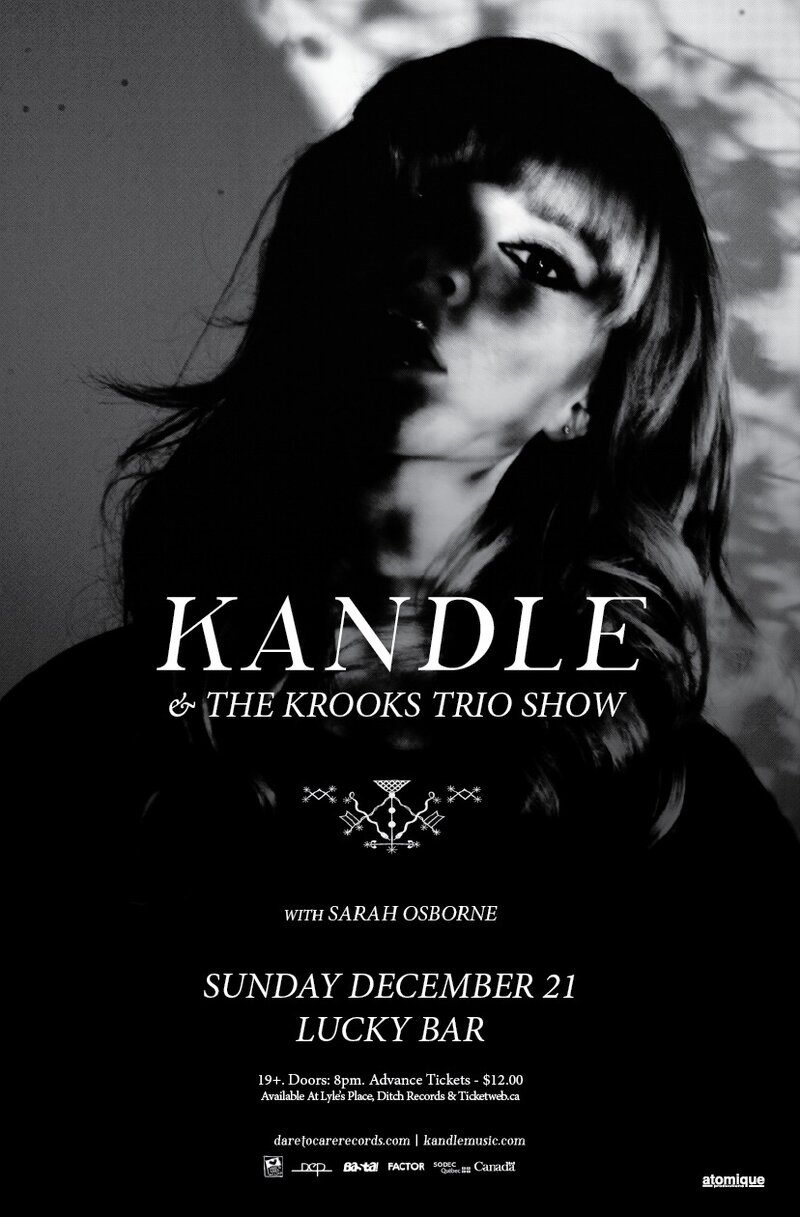 KANDLE, THE KROOKS, Sarah Osborne @ Lucky Bar Dec 21 2014 - May 1st @ Lucky Bar