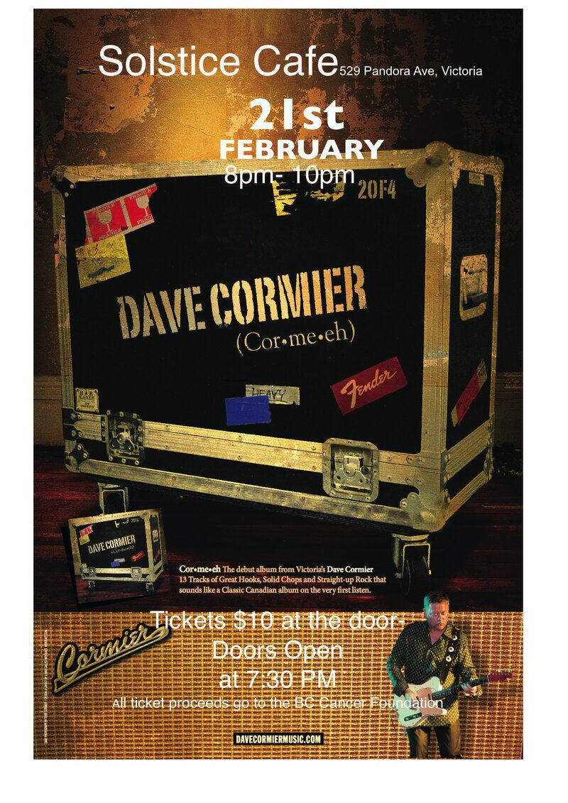 Dave Cormier @ The Solstice Cafe & Lounge Feb 21 2014 - May 6th @ The Solstice Cafe & Lounge