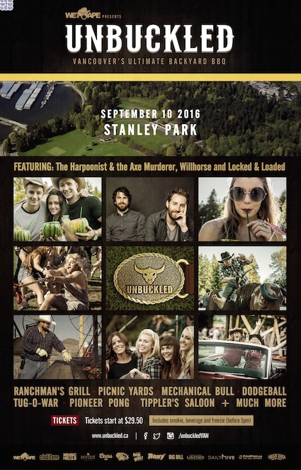 Unbuckled: artists/performers tba @ Stanley Park Sep 10 2016 - May 9th @ Stanley Park