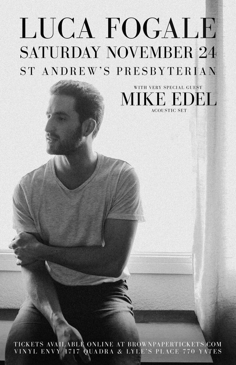 Luca Fogale, Mike Edel @ St. Andrews Presbyterian Church Nov 24 2018 - Jun 5th @ St. Andrews Presbyterian Church
