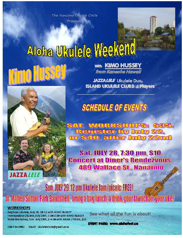 ALOHA UKULELE FESTIVAL in Nanaimo: KIMO HUSSEY , Jazzalele @ Diners' Rendezvous - Jul 28, 2012