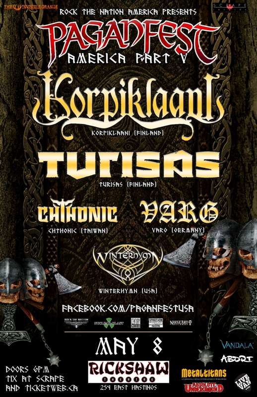 Paganfest America 2014: Korpiklaani, Turisas, Chthonic, Varg, Winterhymn @ Rickshaw Theatre May 8 2014 - May 9th @ Rickshaw Theatre
