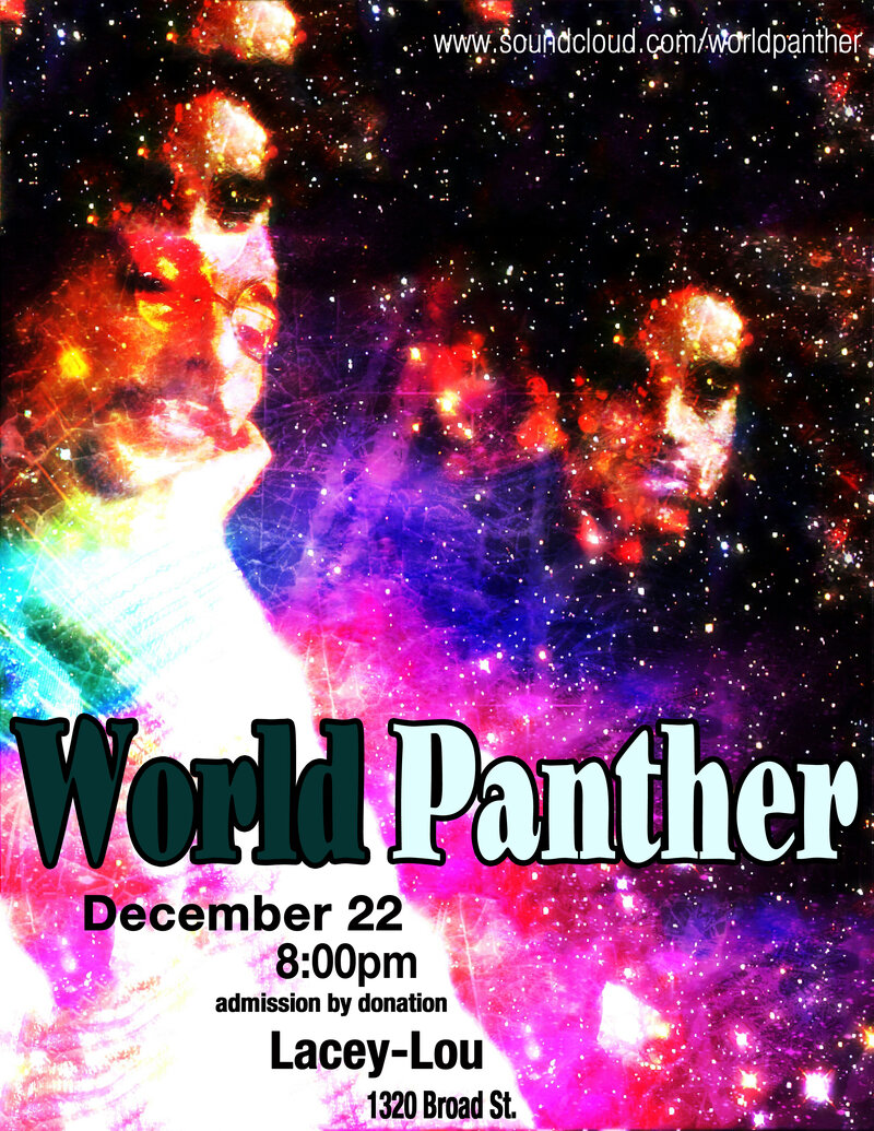 Live electronic, ritual trance, spirit glyph: World Panther @ Lacey-Lou Tapas Lounge Dec 22 2014 - May 7th @ Lacey-Lou Tapas Lounge