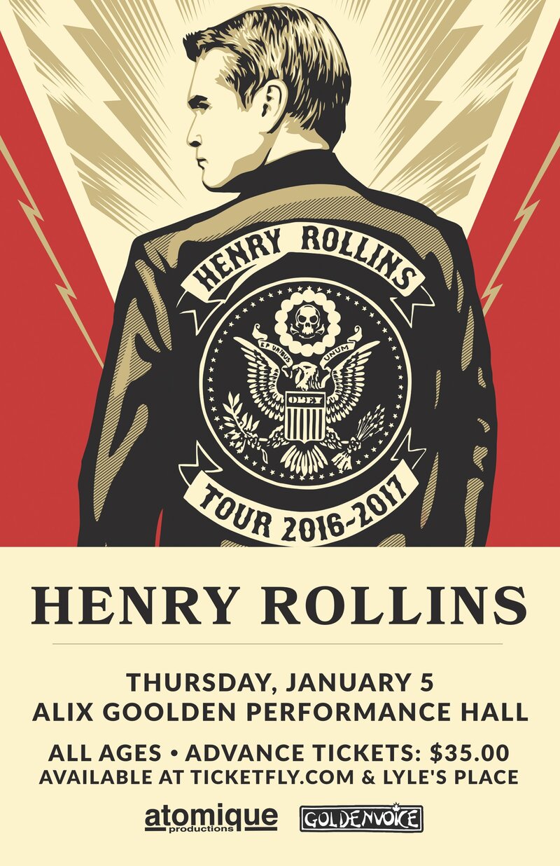Henry Rollins @ Alix Goolden Performance Hall Jan 5 2017 - May 12th @ Alix Goolden Performance Hall