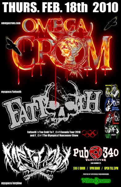 Pub 340 Rock Series: Omega Crom, Fattooth , Mr. Plow @ Pub 340 Feb 18 2010 - May 6th @ Pub 340