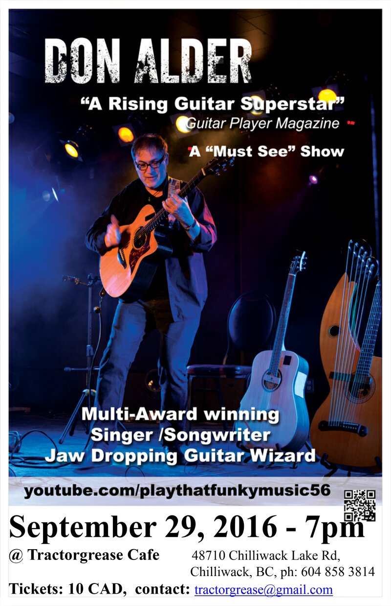 Armed & Dangerous Tour:: Don Alder @ Tractorgrease Cafe Sep 29 2016 - Jun 5th @ Tractorgrease Cafe