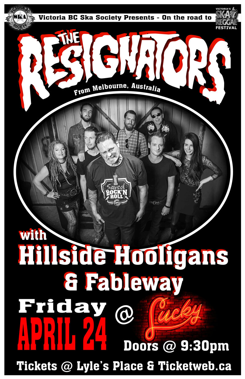MELBOURNE, AUSTRALIA'S RESIGNATORS RETURN TO THE ISLAND!: The Resignators, Hillside Hooligans, Fableway @ Lucky Bar Apr 24 2015 - May 7th @ Lucky Bar