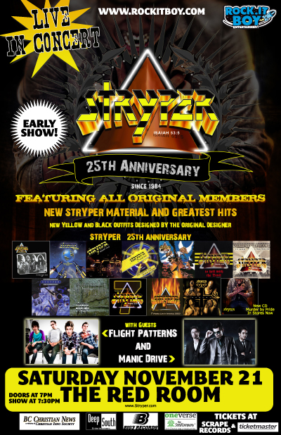 STRYPER - 25TH ANNIVERSARY TOUR: Stryper, Flight Patterns, Manic Drive @ The Red Room - Nov 21, 2009