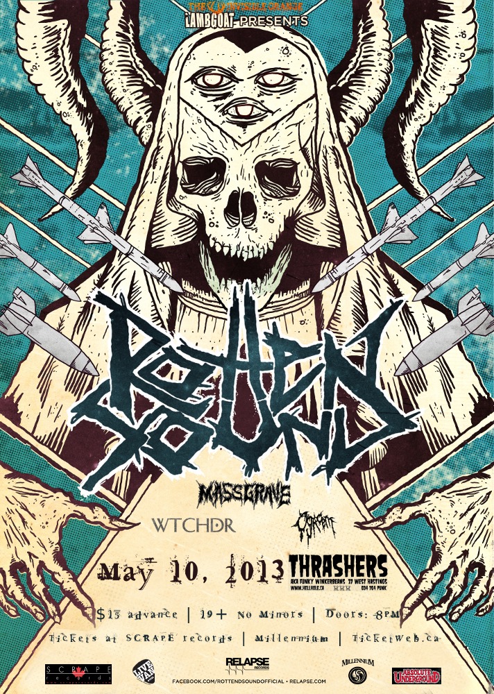 Rotten Sound, Obacha, Wtchdr, Ogroem @ Funky Winker Beans May 10 2013 - May 13th @ Funky Winker Beans