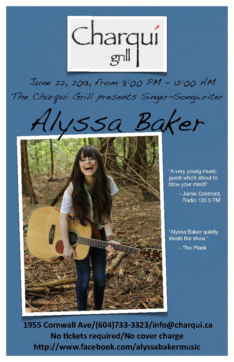 Alyssa Baker @ Charqui Grill Jun 22 2013 - May 6th @ Charqui Grill