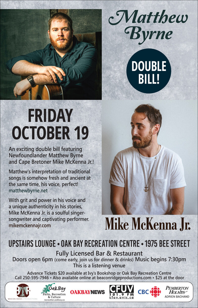 Double Bill!: Matthew Byrne, Mike McKenna Jr. @ Sports View Lounge Oct 19 2018 - May 6th @ Sports View Lounge