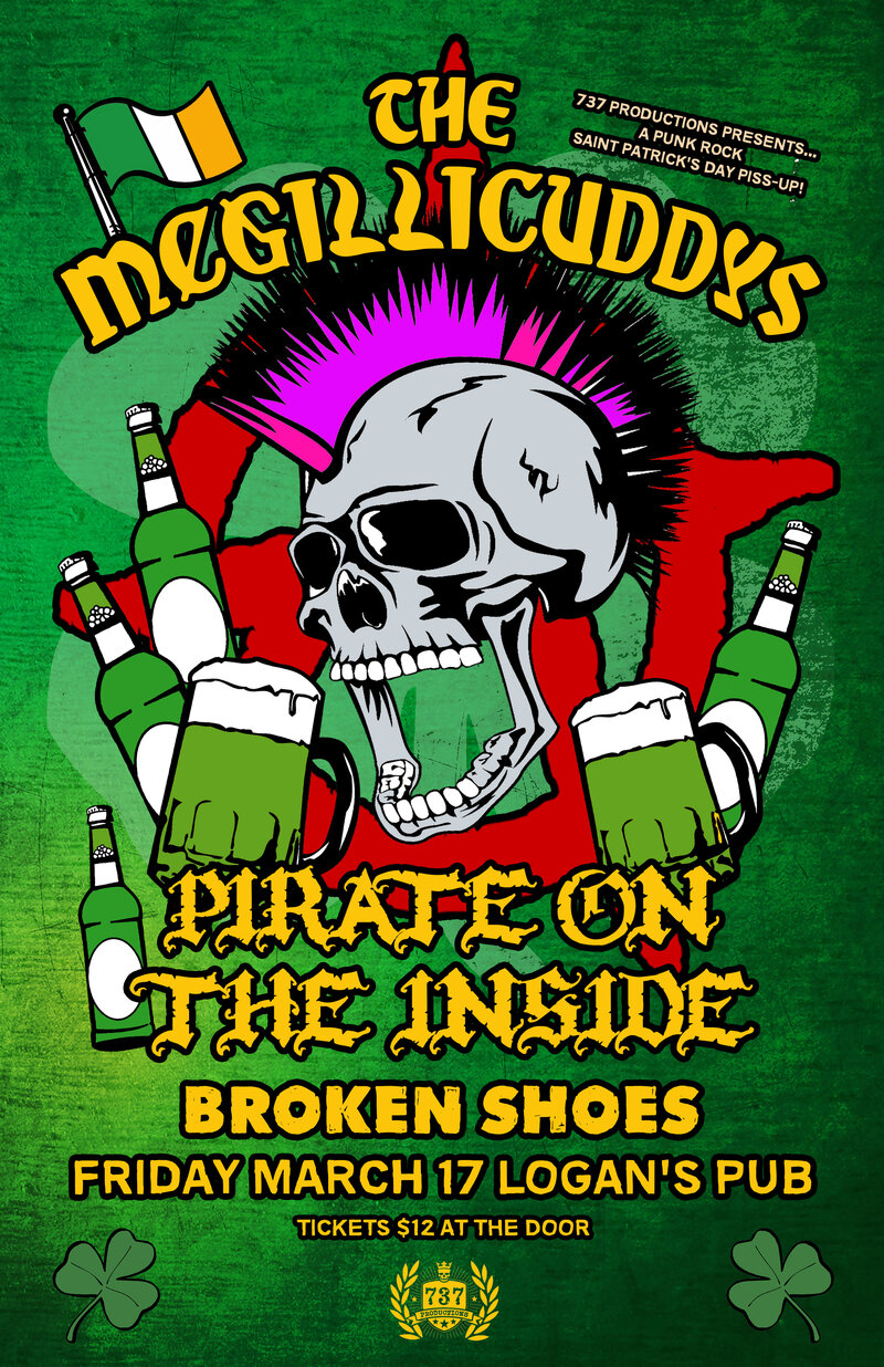 The McGillicuddys, Pirate On The Inside, Broken Shoes @ Logan's Pub Mar 17 2017 - May 6th @ Logan's Pub