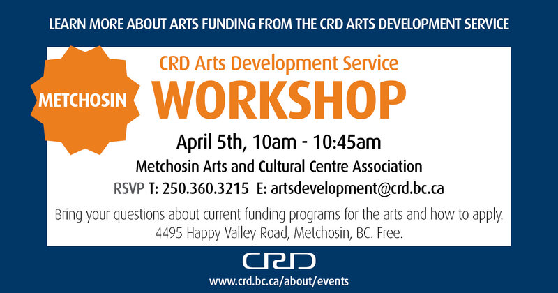 Arts Service Grants Workshop - Metchosin @ MACCA 4495 Happy Valley Rd, Victoria, BC V9C 3Z3 - Apr 05, 2018