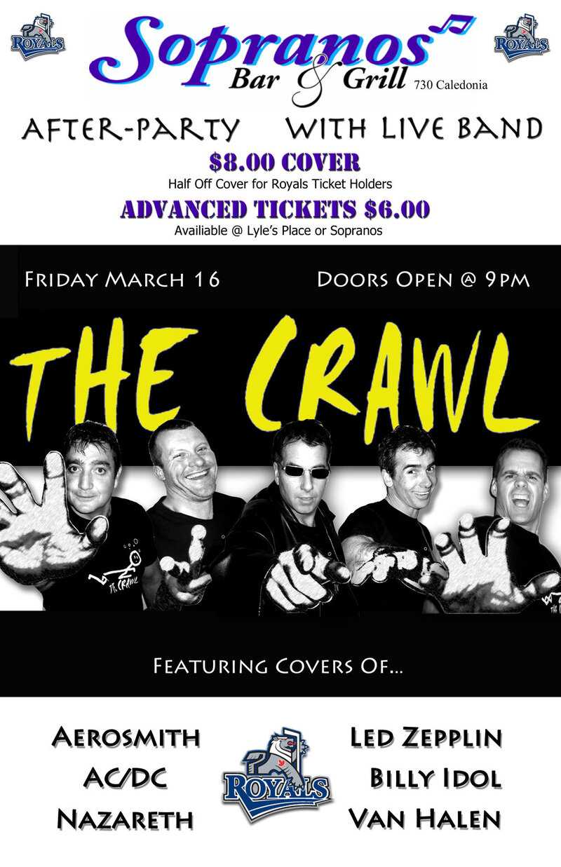 Royals Game Pre-Party & After Party: The Crawl @ Soprano's Mar 16 2012 - May 9th @ Soprano's