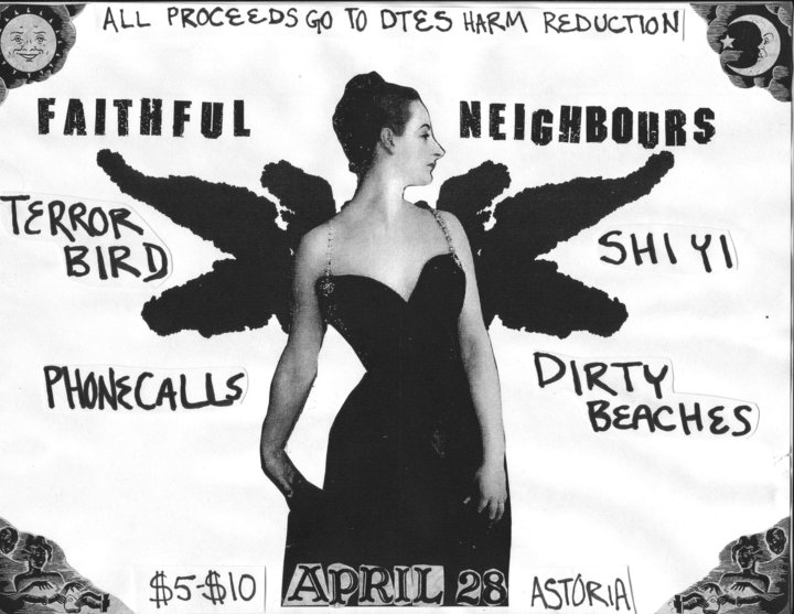 DTES FUNDRAISER: Terror Bird (Nikki Nevver) , Dirty Beaches, Phone Calls, SHI YI @ The Astoria  Apr 28 2010 - May 7th @ The Astoria 