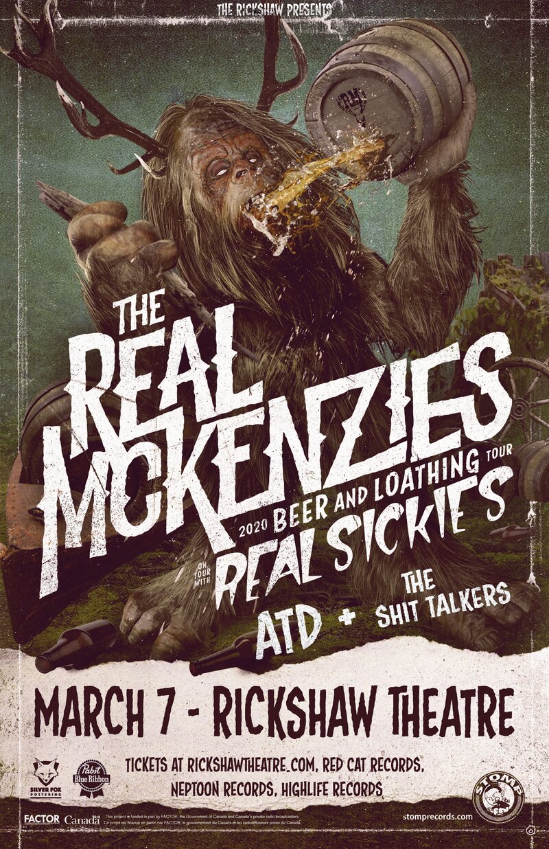 The Real McKenzies, REAL SICKIES, A Total Disappointment, The Shit Talkers @ Rickshaw Theatre - Mar 07, 2020
