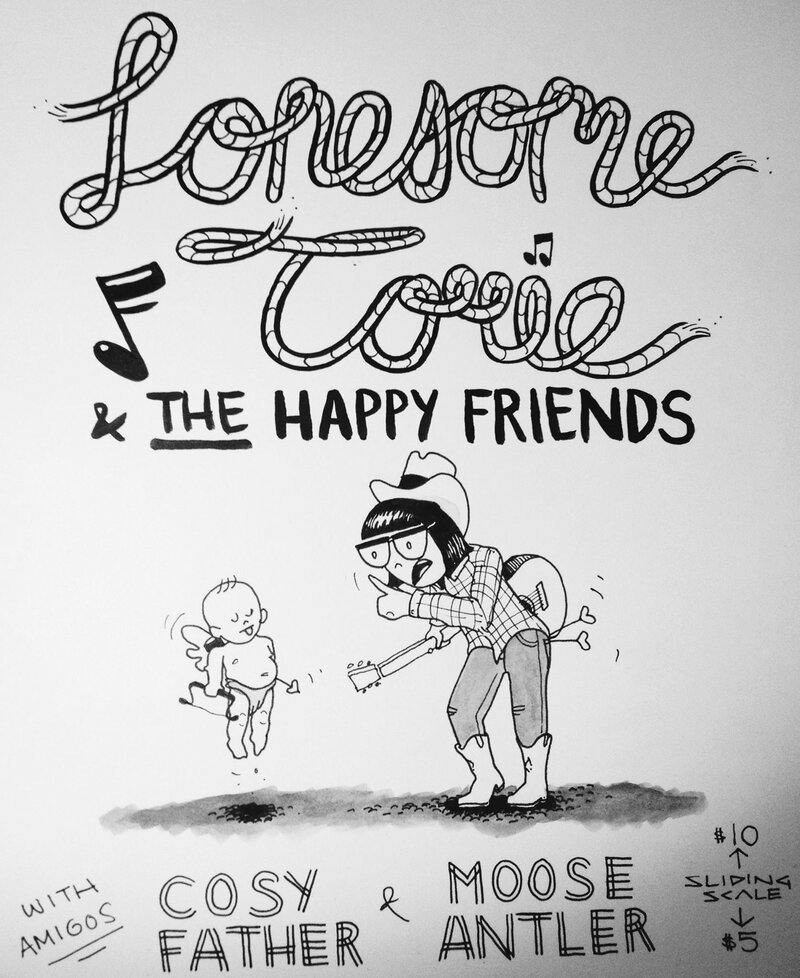 A Valentine's Day of Heartache: Lonesome Torie and the Happy Friends, Cosy Father, Moose Antler @ The Solstice Cafe & Lounge Feb 14 2015 - May 12th @ The Solstice Cafe & Lounge