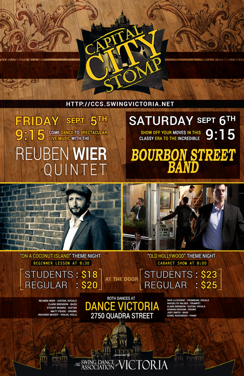 Capital City Stomp Swing Dance Weekend: Reuben Wier Quintet @ Dance Victoria Studios - Sep 05, 2014
