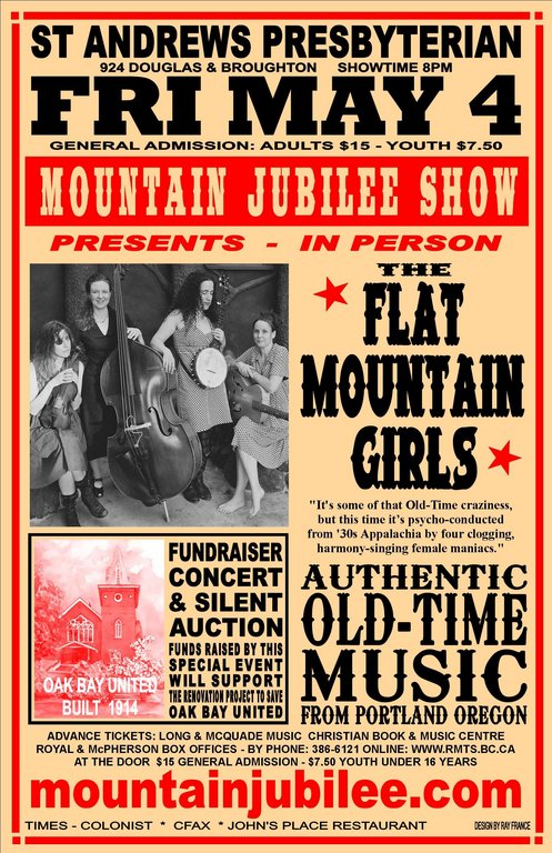 Old-Time American Bluegrass with the Flat Mountain Girls, a high energy, Old-Time string band from Portland Oregon USA!: The FLAT MOUNTAIN GIRLS @ St. Andrews Presbyterian Church Dec 31 1969 - May 6th @ St. Andrews Presbyterian Church