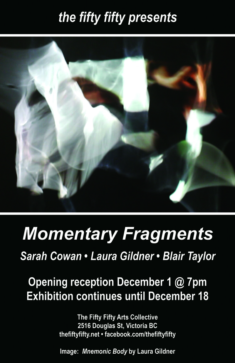 Momentary Fragments: Laura Gildner, Blair Taylor , Sarah Cowan @ the fifty fifty arts collective Dec 1 2016 - Jun 4th @ the fifty fifty arts collective