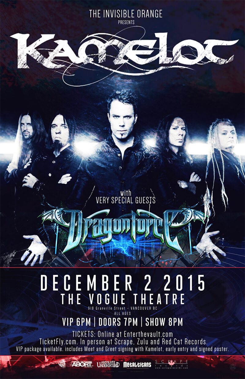 KAMELOT, Dragonforce @ The Vogue Theatre Dec 2 2015 - May 9th @ The Vogue Theatre