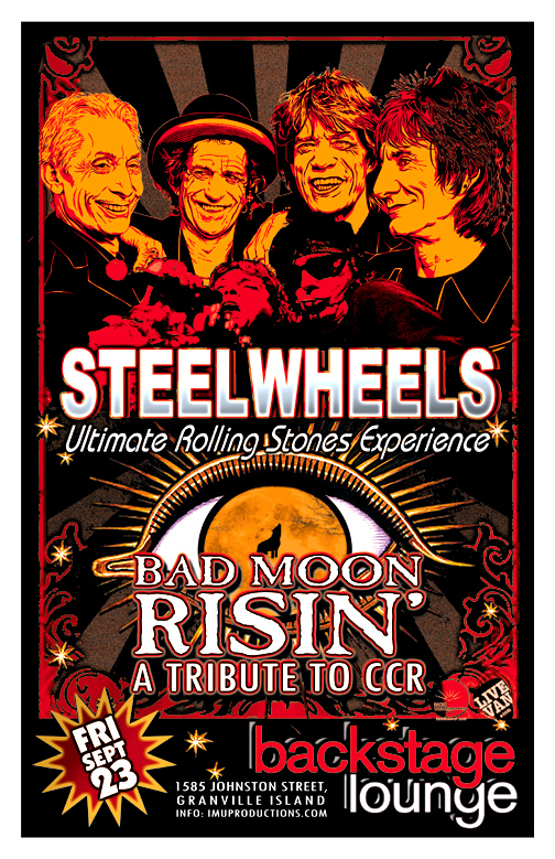 Rolling Stones & CCR Tribute night!: Steelwheels, Bad Moon Risin' @ Backstage Lounge Sep 23 2016 - May 6th @ Backstage Lounge