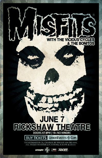The Misfits: The Misfits, The Vicious Cycles, The Bonitos @ Rickshaw Theatre Dec 31 1969 - May 9th @ Rickshaw Theatre