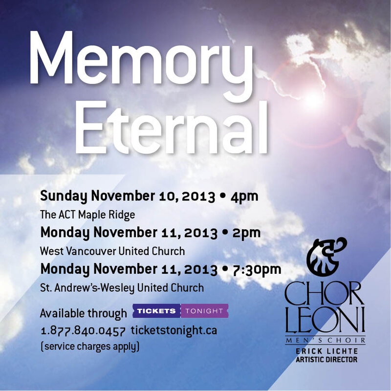 21st annual Remembrance Day concerts: Chor Leoni @ West Vancouver United Church Nov 11 2013 - May 10th @ West Vancouver United Church