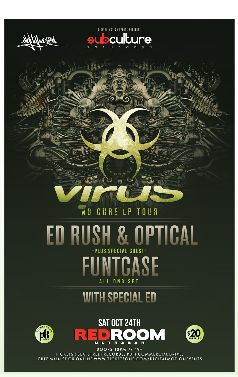 SUBculture Saturdays Feat: Ed Rush and Optical, FUNTCASE, Special Ed @ The Red Room Oct 24 2015 - May 6th @ The Red Room