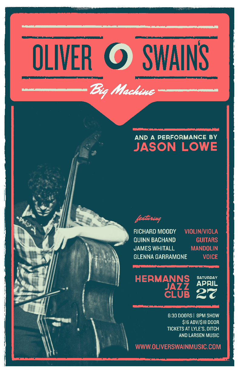 Oliver Swain's BIG MACHINE rolls into Hermann's Jazz Club: Oliver Swain's BIG MACHINE, Jason Lowe @ Hermann's Jazz Club Apr 27 2013 - May 16th @ Hermann's Jazz Club