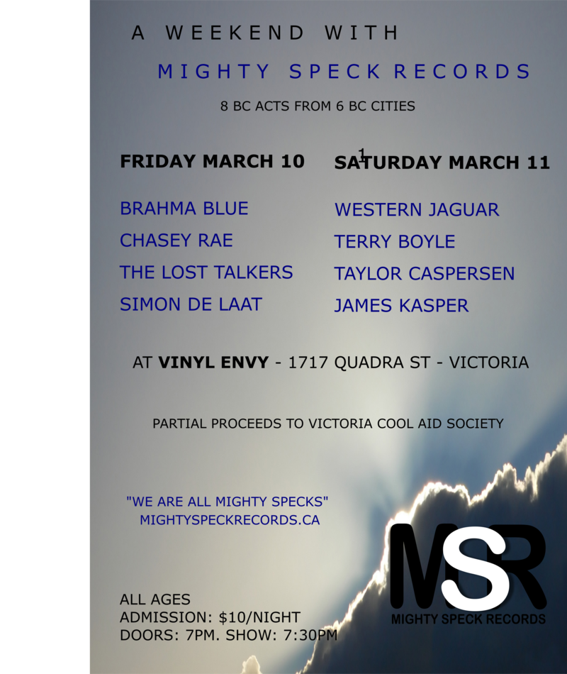 Weekend w/ MIghty Speck Records: Showcase One: Chasey Rae, Lost Talkers , Brahma Blue, Simon de Laat @ Vinyl Envy Mar 10 2017 - May 8th @ Vinyl Envy