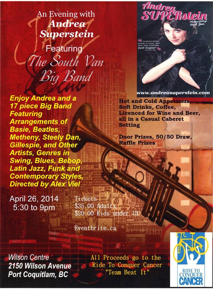 An Evening with Andrea Superstein featuring the South Van Big Band: South Van Big Band @ Wilson Centre Apr 26 2014 - Jun 6th @ Wilson Centre